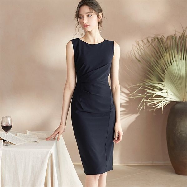 

ijinf luoyi intellectual long skirt new dress long summer professional dress elegant waist collection navy sleeveless mid 2020 skirt 01957 e, Black;gray