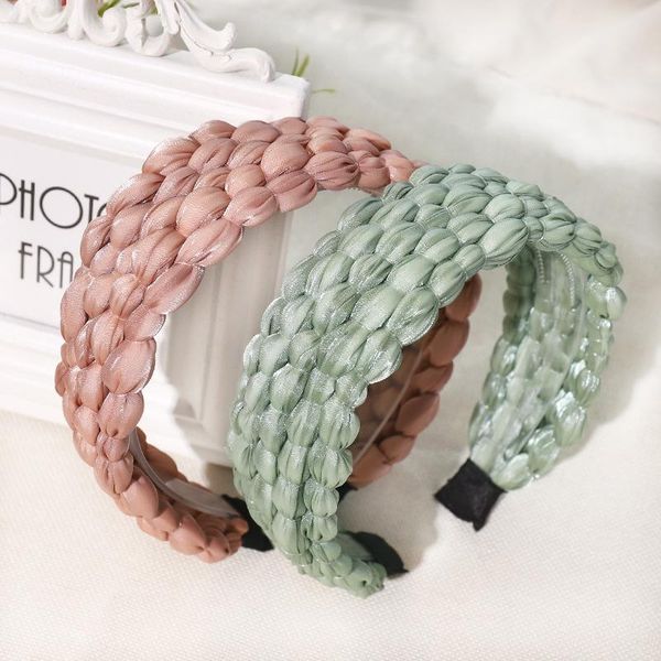 

new women bright silk twist braid hairbands widen headband hair ornament hoops hair holder korean lady fashion accessories