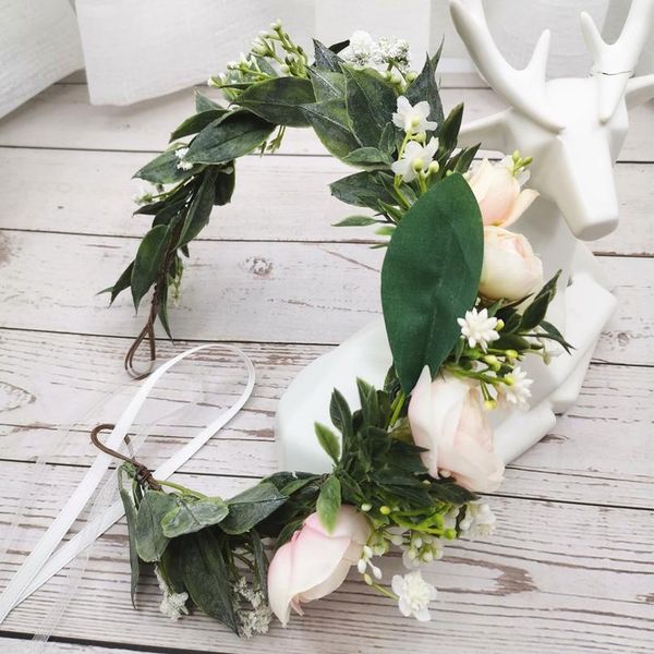 

dew lotus flower wreath crown festival headband women hair accessories headdress girl floral garland wedding floral jllidt