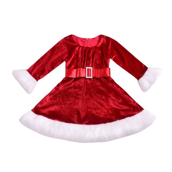 Gril Christmas Dress Kid Newborn Neonate Red Dress Princess Velvet Plush Party Xmas Dress For Girls New Year Girls Dresses LJ201221