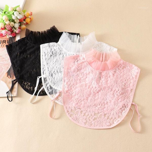 

bow ties lace floral shirt fake collar for women ruffles stand false removable half detachable sweater decor1, Black;gray