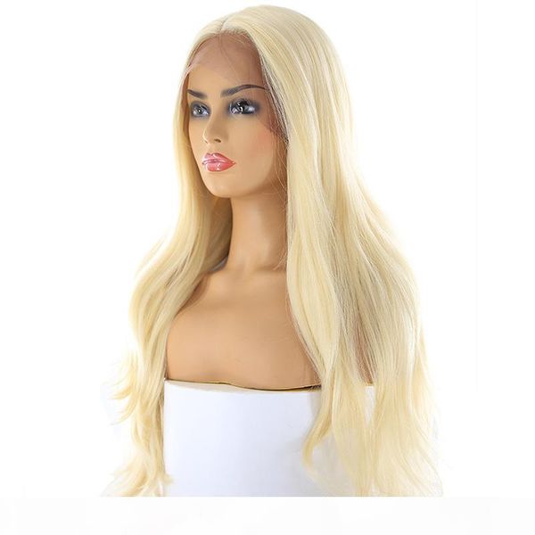 

ombre blonde 613 color heat resistant synthetic hair lace front wigs for black women long natural wave trendy wig