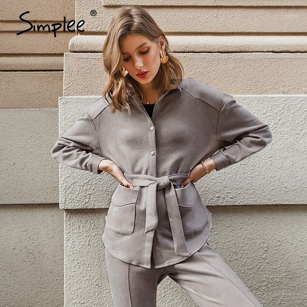 

simplee casual suits solid light grey women sets tight fitting high street style autumn winter office ladies women suits 20201, Black;white