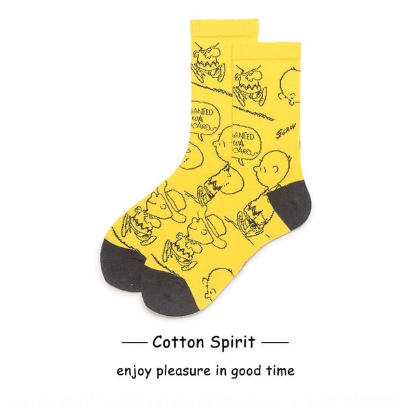 

ins yellow snoopy board board socks men and women's cotton cartoon fashion skateboarding socks patdn, Black