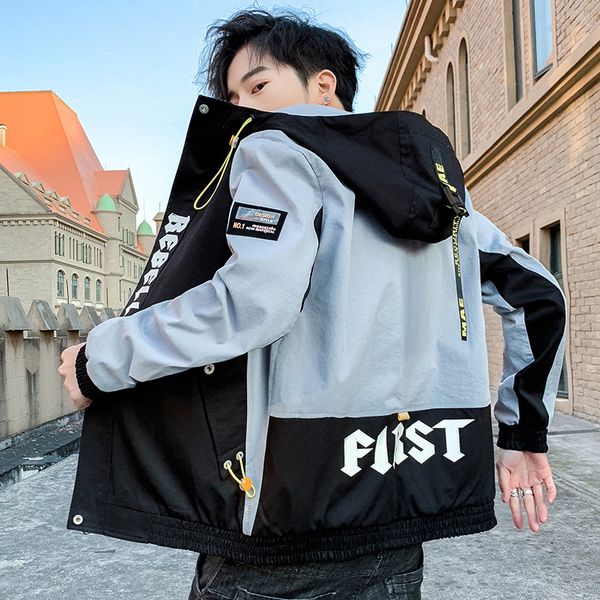 

2021 men's coat spring autumn new korean version hooded casual jacket men fashion jackets outwear slim fit plus size 3xl omm2, Black;brown