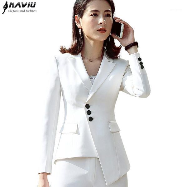 

new career fashion women long sleeve blazer elegant plus size formal slim jackets office ladies plus size work wear white black1, White;black