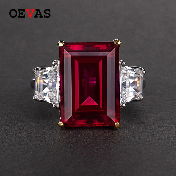 

oevas 100% 925 silver jewelry natural ruby gemstone jewelry rings women's fashion finger ring party engagement gift size 4-12 201006, Golden;silver