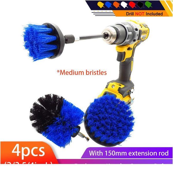 

4pcs/set drill power scrub clean brush boat cleaning supplies with extension for gel coat, wood, painted - hull bbykew