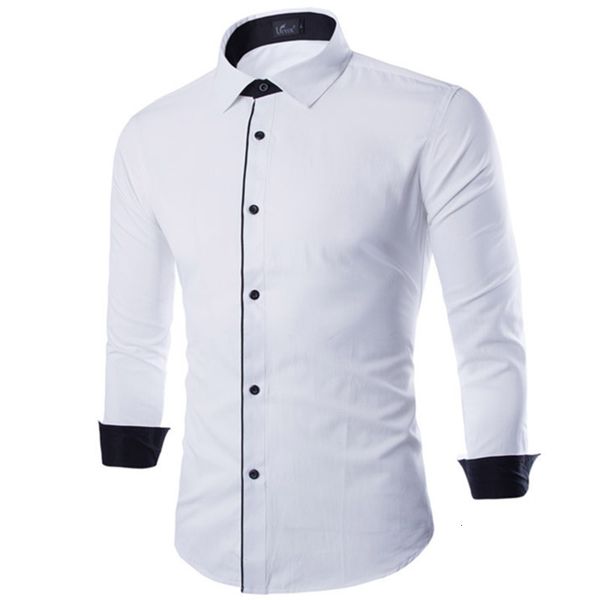 

solid color business cotton / 2019 spring and autumn fashion new men's casual long sleeve shirt blouses, White;black