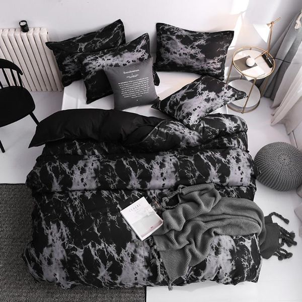 

3pcs bedding set duvet cover set pillow case polyester full size comforter cover modern style marble printed bedding