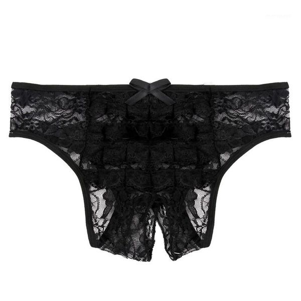 

women's panties bowknot knickers open bottom women lace transparent female briefs large size 6xl underwear for pw5008p1, Black;pink