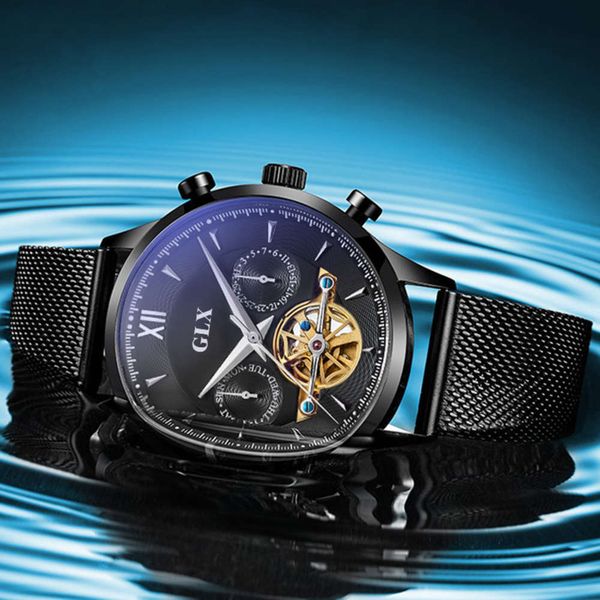 

men's trend mechanical watch fashion men's automatic watch hollow flywheel wormhole concept waterproof, Slivery;brown
