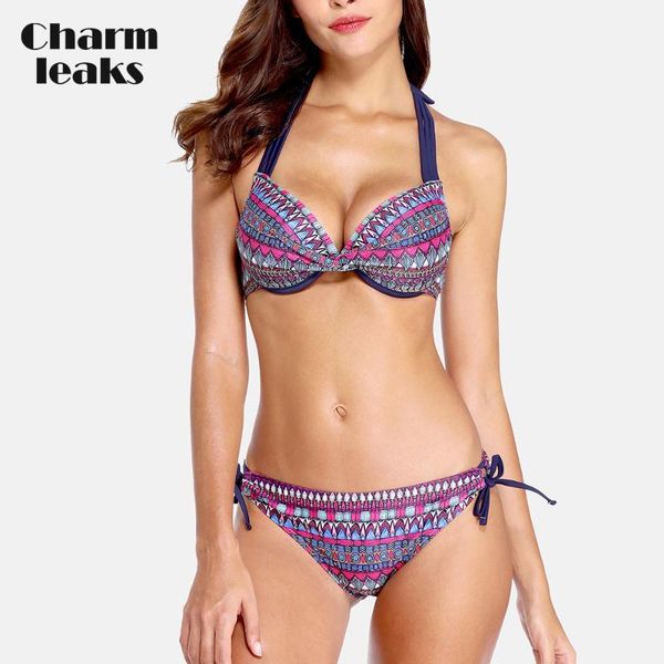 

charmleaks women bikini set vintage floral print swimsuit swimwear bandage bikini push up vintage bathing suit beachwear1, White;black