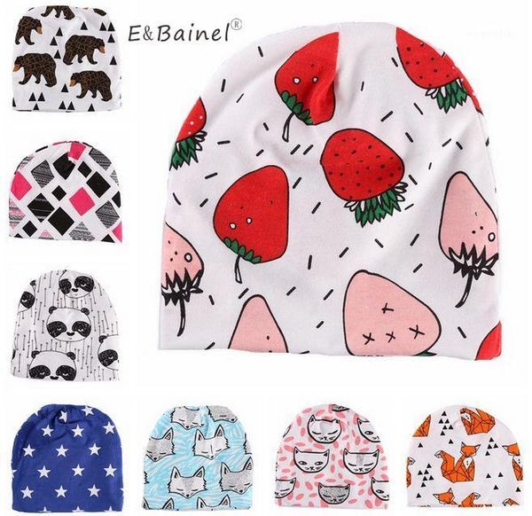

caps & hats e&bainel baby hat cotton print beanie fruit strawberry girls spring autumn children's accessories1, Yellow