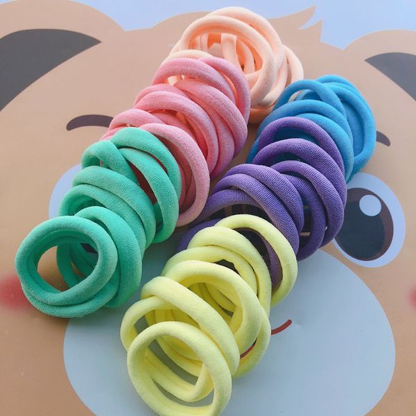 50 Pz/borsa 4 CENTIMETRI di Nylon di Colore Della Caramella Fascia Elastica Per Le Neonate di Nuovo Modo Coda di Cavallo Per Bambini Anelli Dei Capelli Di Natale Scrunchies gioielli