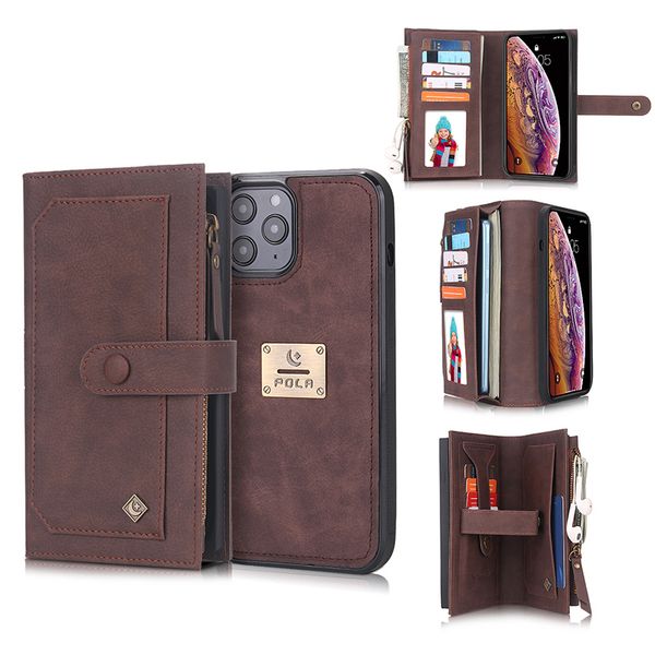

multifunction zip leather wallet case for iphone12 11pro xr xs max 7plus 8 zipper wallet case for samsung note20 s20ulrta