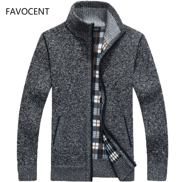 Outono inverno camisola masculina casaco falso jaquetas de camisola de lã de lã homens zíper de malha de malha grossa casual casual kitwear cardigan 201106