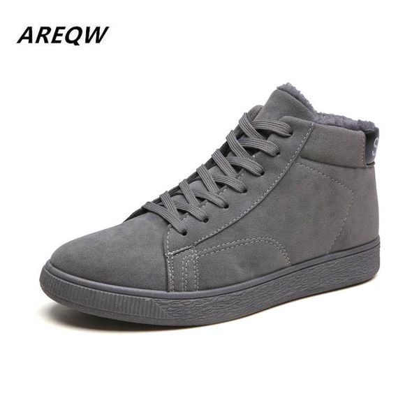 

2020 autumn and winter warm solid color high to help fashion men's martin boots round head flat comfortable boots, Black