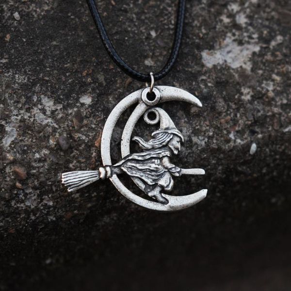 

sanlan 12pcs witch crescent moon necklace halloween gift, Silver