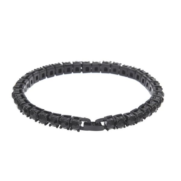 

hip hop zircon crystal 5mm bracelet miami cuban chain men's charm bracelet tennis chain jewel bbyupp, Black