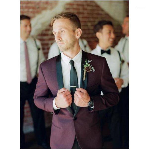 

new arrival burgundy tuxedos for men wedding suits for men black shawl lapel suits slim fit morning groomsmen1, White;black