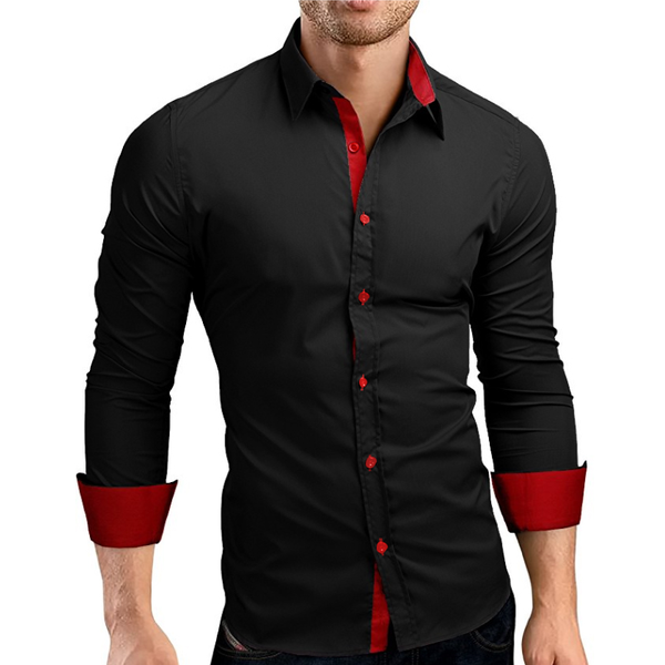 

men's shirt fashion personality men's casual slim long sleeve shirt blouse 5 colors, White;black