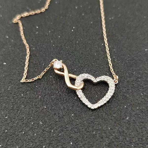 

shijia 20 new love unlimited rose gold heart-shaped womens necklace interwoven love delivery supported fashion design, Silver
