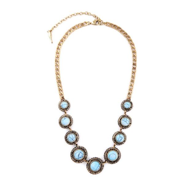 

pendant necklaces bulk price blue pink clear round natural stone maxi statement necklace for women jewelry short, Silver