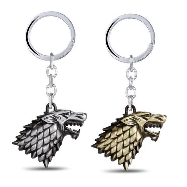 

keychain house stark wolf key chain song of key rings holder souvenir for gift chaveiro men jewelry copper, Silver