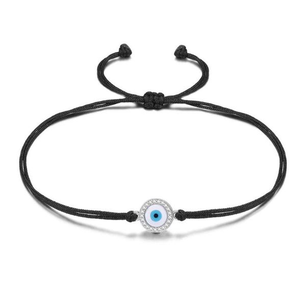 

cz crystal copper shells evil eye charm macrame bracelet women men zircon stone black blue red string jewelry gift, Golden;silver