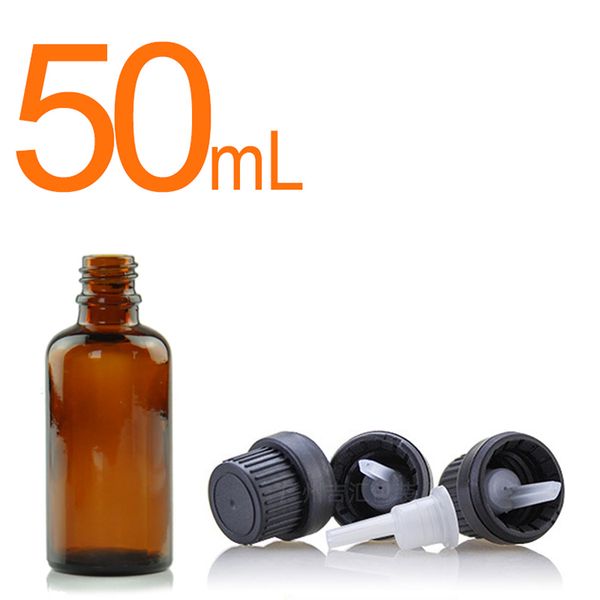 50ml 1.7Oz Amber Glass Vial Essential Oil Bottles with Orifice Reducer and Black Cap for Cosmetic Essential Oils Chemicals Colognes Perfume
