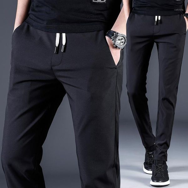 

mrmt 2019 brand spring men's trousers leisure pants quick-drying pants for male elastic belt solid color small straight1, Black