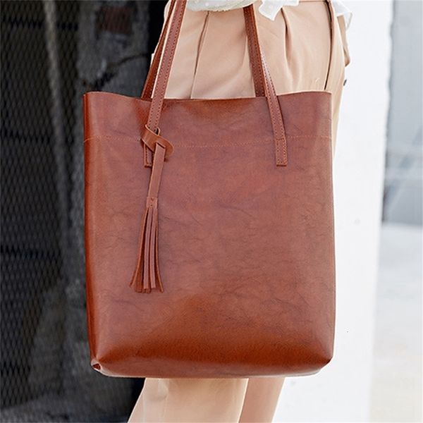 

soft leather handbag women's shoulder bag large capacity tassel handbag