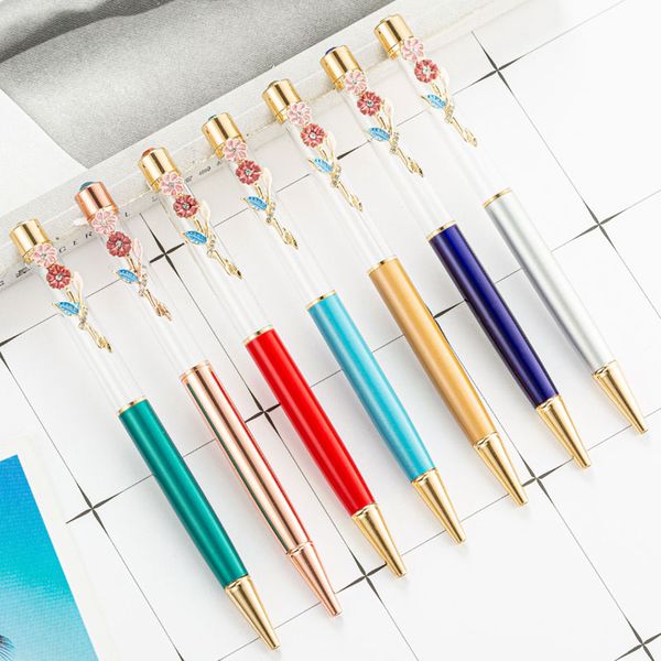 

colorful flower metal ballpoint pens black ink business school office wedding christmas birthday l party supplies, Blue;orange