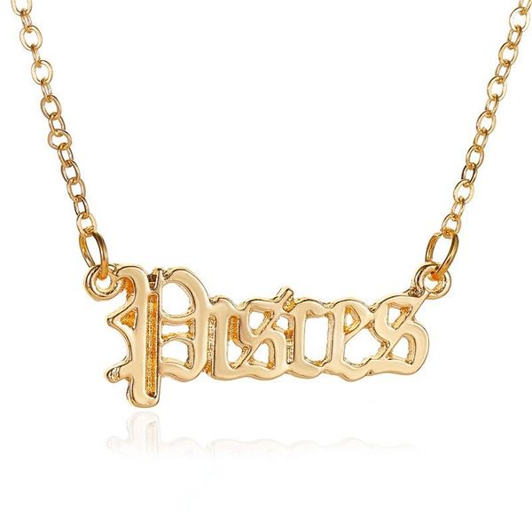 

мода творчество европейское ожерелье ювелирные изделия девушки двенадцать созвездие сплав зодиака английская буква алфавит ожерелья для женщ, Silver