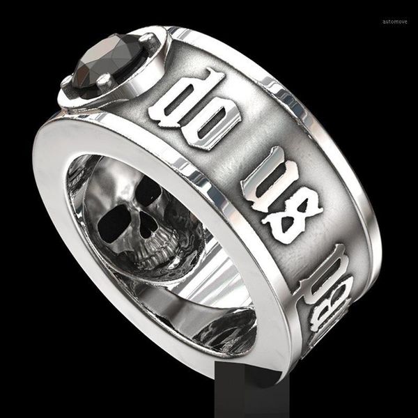 

fdlk 'till death do us part' small amount skull ring black crystal punk wedding engagement jewelry for men1, Golden;silver