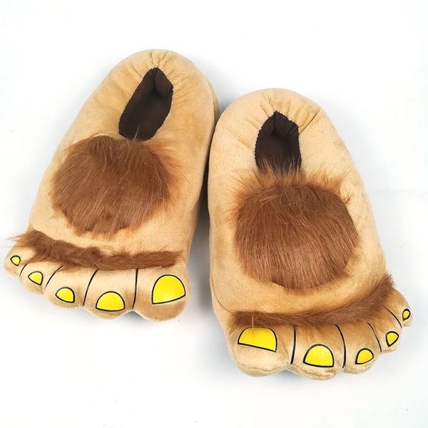 

fayuekey furry adventure winter women men vintage home cartoon hobbit toes big feet slippers halloween pantufa warm floor shoes y200424, Black