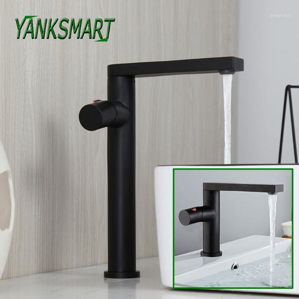 

yanksmart matte black single handle bathroom faucet basin sink deck mount cold & mixer water tap single hole washbasin taps1