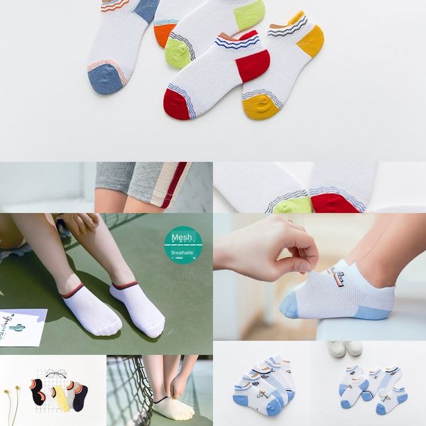 

new spring and summer mesh kids boat kids cartoon breathable cotton children's all cotton thin baby boat socks children's socks at, Black