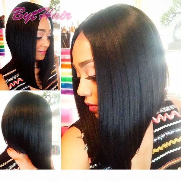 

bythair glueless парики каре парики человеческих волос боб полный парик шнурка для чернокожих женщин полный culticle короткие боб парики шну, Black;brown