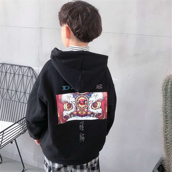 

winter 2020 new children's clothing boys' hooded and plush sweater, Black