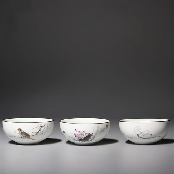 

matte white tasting tea cup chinese ceramic tea set handpainted samll tea bowl porcelain cup set bbypot packing2010
