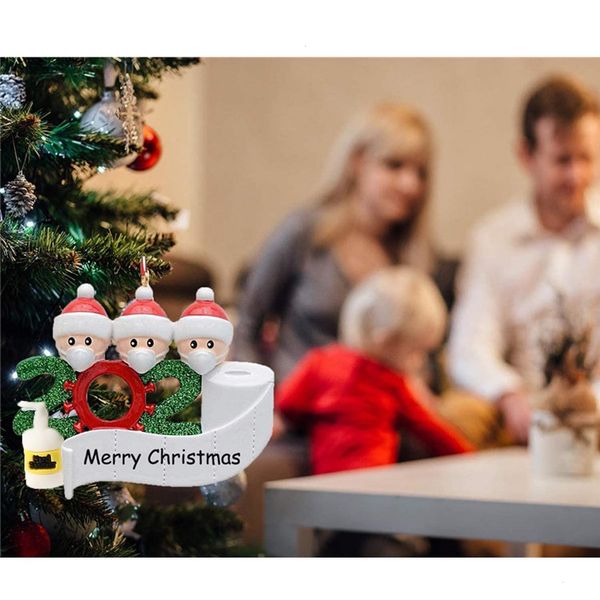 

party christmas decoration gift birthdays product personalized family of 2 to 7 ornament pendant with face masks hand sanitizer yjjn