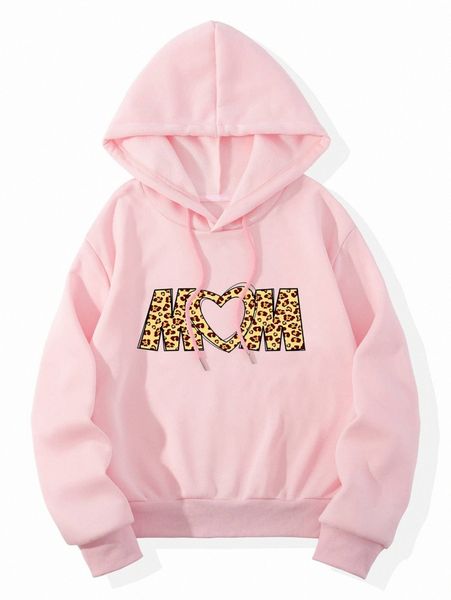 

heart & letter graphic drawstring thermal lined hoodie x44u#, White;black