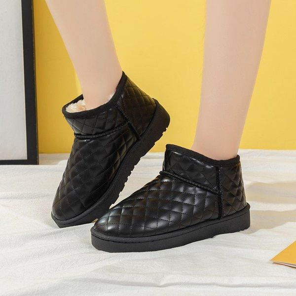 

women slip on flat cotton shoes women light waterproof ankle boots female winter super warm snow boots, Black