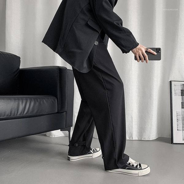 

suit pants men vintage plain straight men's pants1, Black