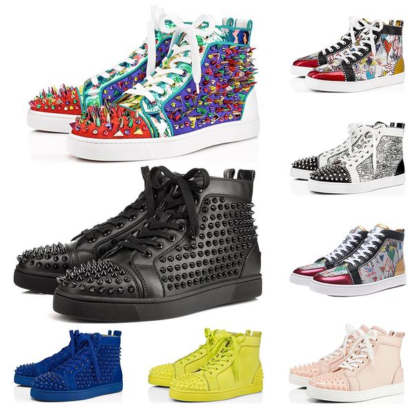 

red bottoms shoes for men women studded spikes platform vintage genuine leather triple black white casual rivet sneaker trainer size 35-47