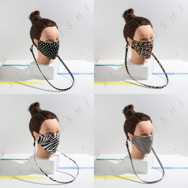 

fashion face mask five pointed star pluggable leopard print lattice no filter reusable ventilation string dust mouth masks 6 8xl k2