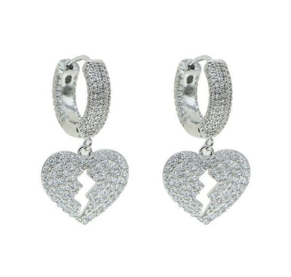 

new broken heart dangle charm hoop earrings for lady geometric hanging earrings female big modern jewelry oorb sqcyit luckyhat, Golden;silver