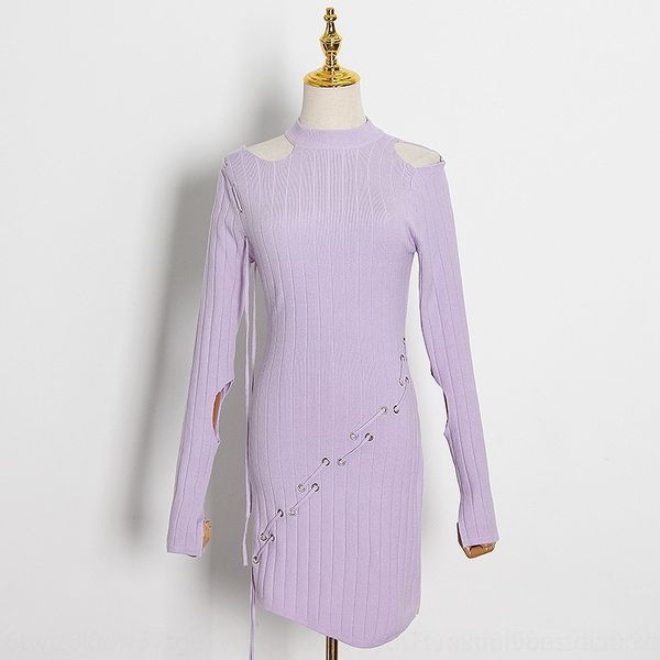 

jp5nz таиланд мода осень 2020 платья новой способ пола-водолазка сексуального отверстия прокалывания блок хип покрытым дизайн нерегулярная н, Black;gray